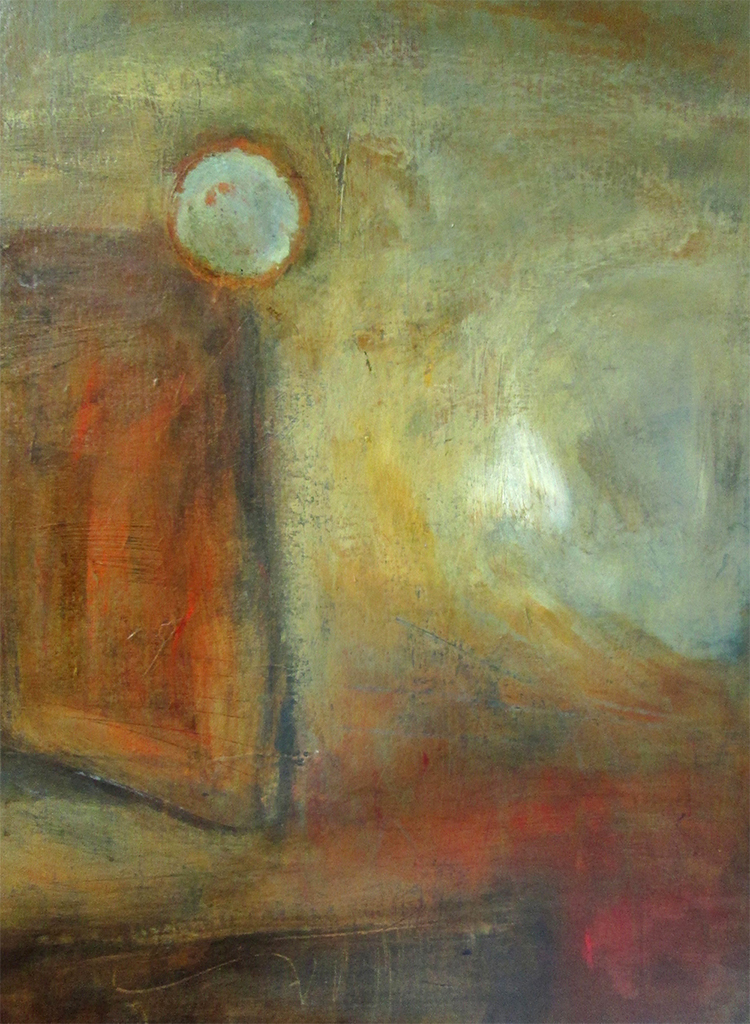Abstract painting with oranges and neutrals